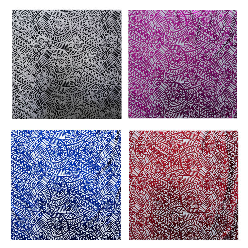 Traditional Polynesian Tattoo Hibiscus Design  Polyester Foil Fabric | Islands Fabric