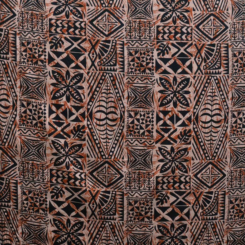 Traditional Tongan Geometric Design Peachskin Fabric | Islands Fabric
