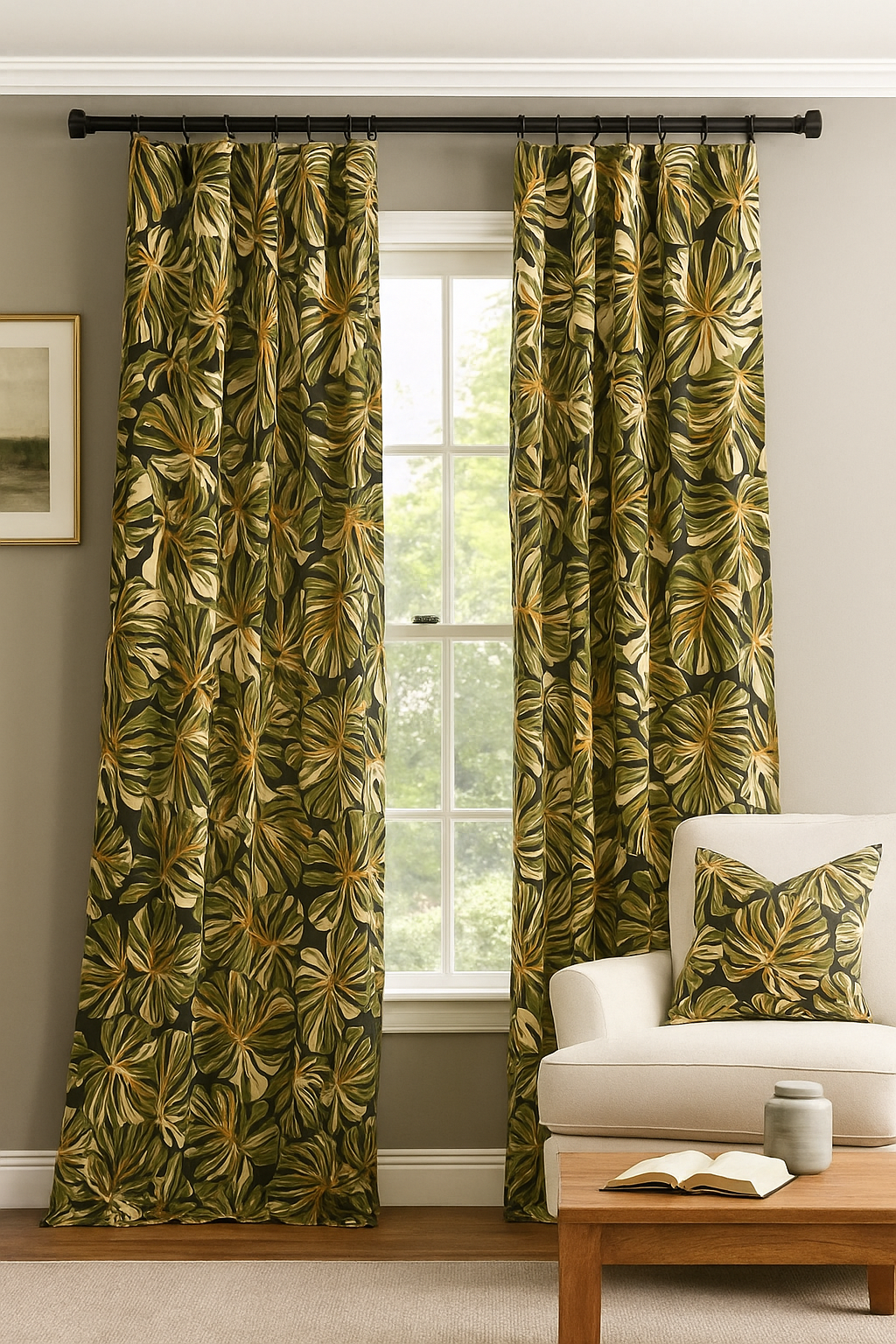 All-over Multicolor Monstera Leaves Light Barkcloth Fabric | Islands Fabric