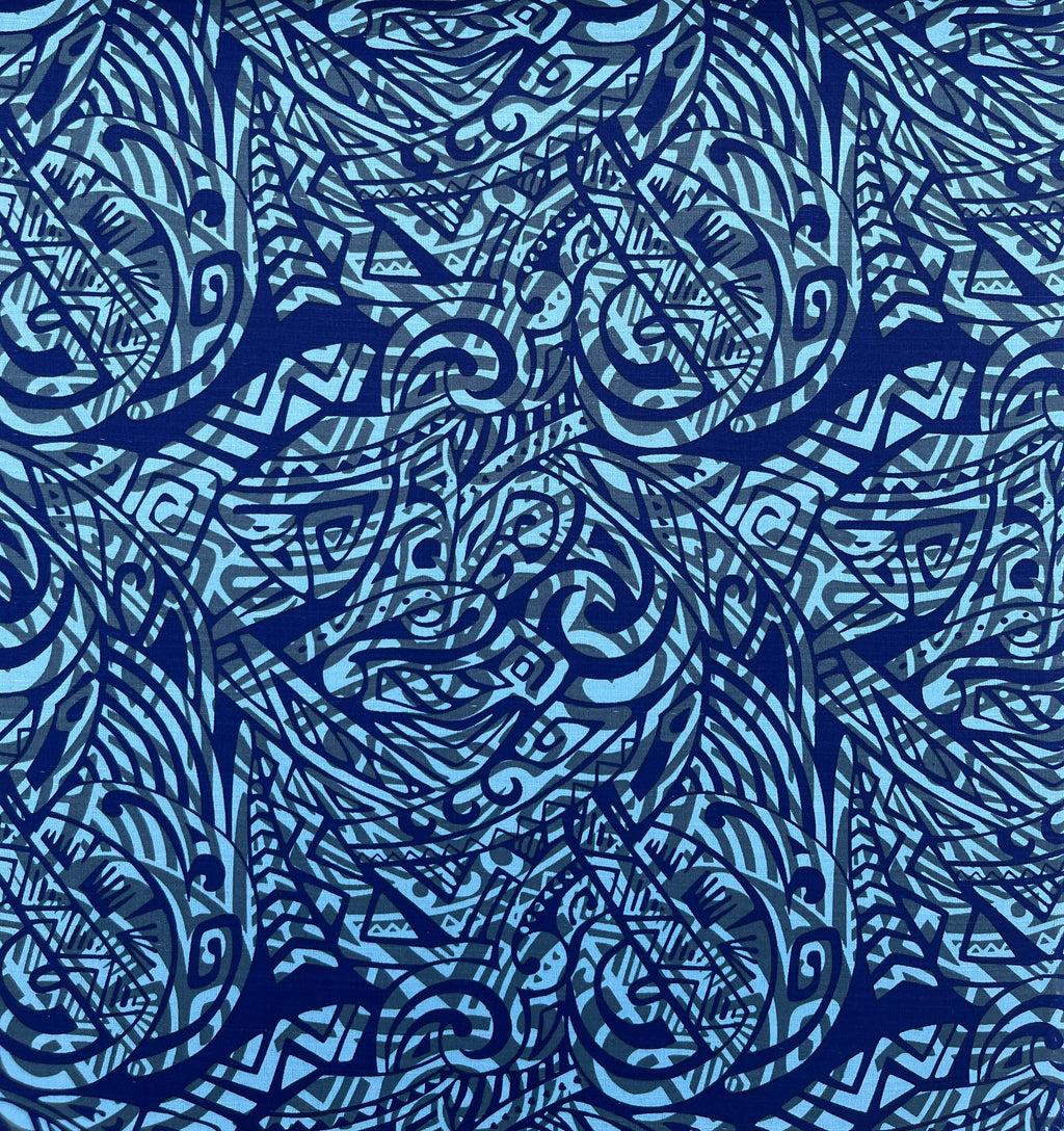 Traditional Polynesian Tattoo Swirl design Cotton Light Barkcloth Fabric | Islands Fabric