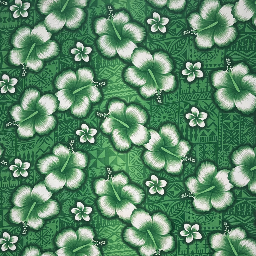 Hibiscus Traditional Tattoo Background Cotton Fabric | Islands Fabric