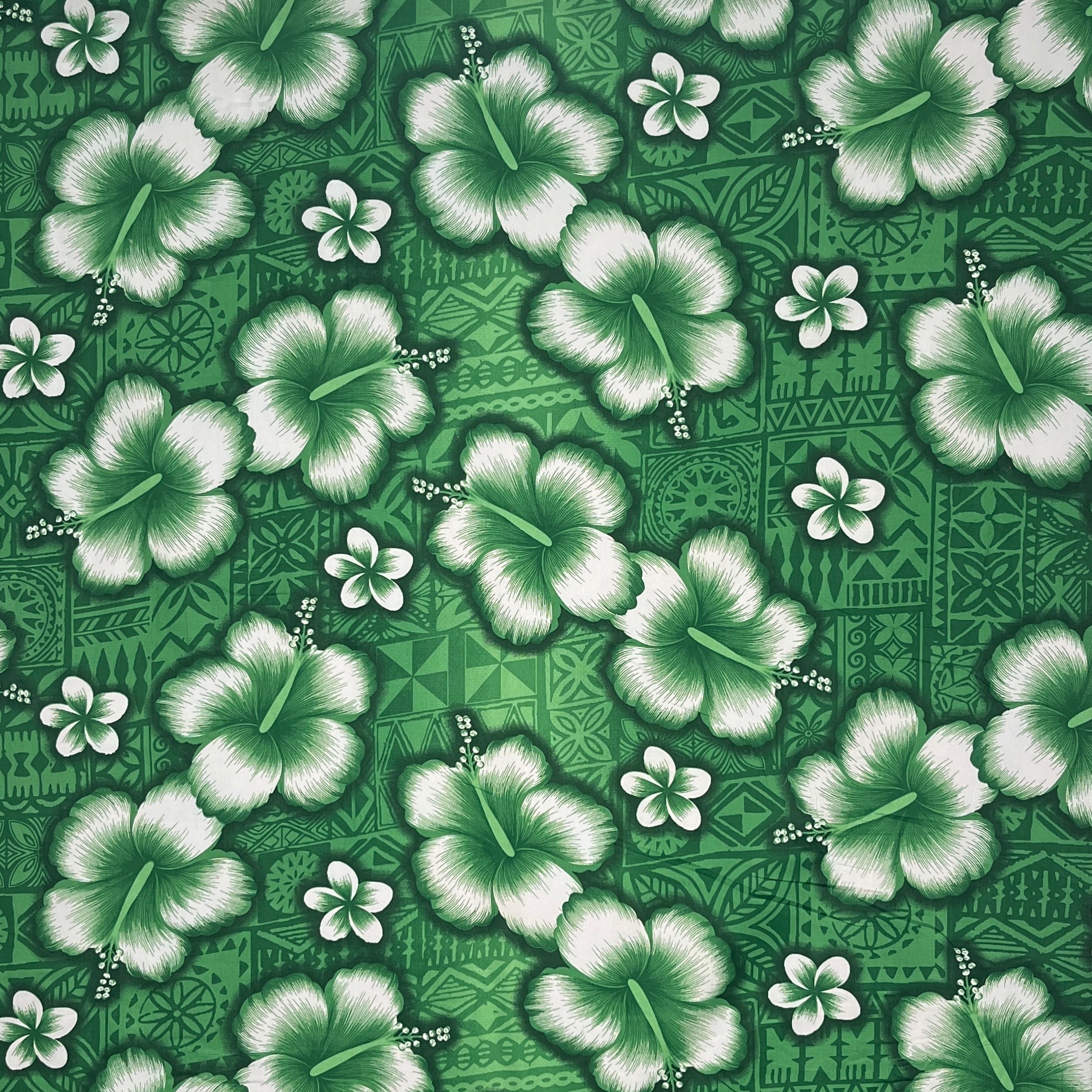 Hibiscus Traditional Tattoo Background Cotton Fabric | Islands Fabric