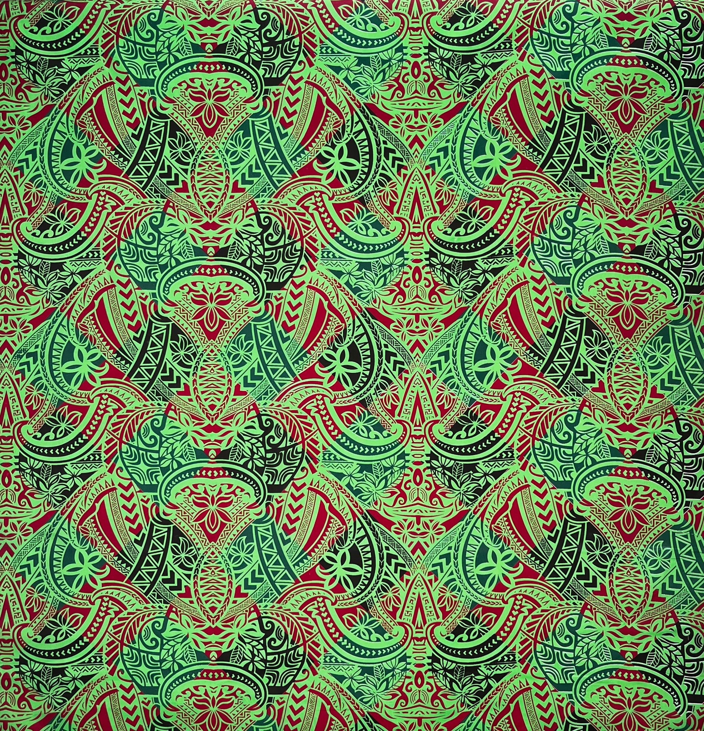 Traditional Polynesian Tattoo All Over design Peachskin Fabric | Islands Fabric