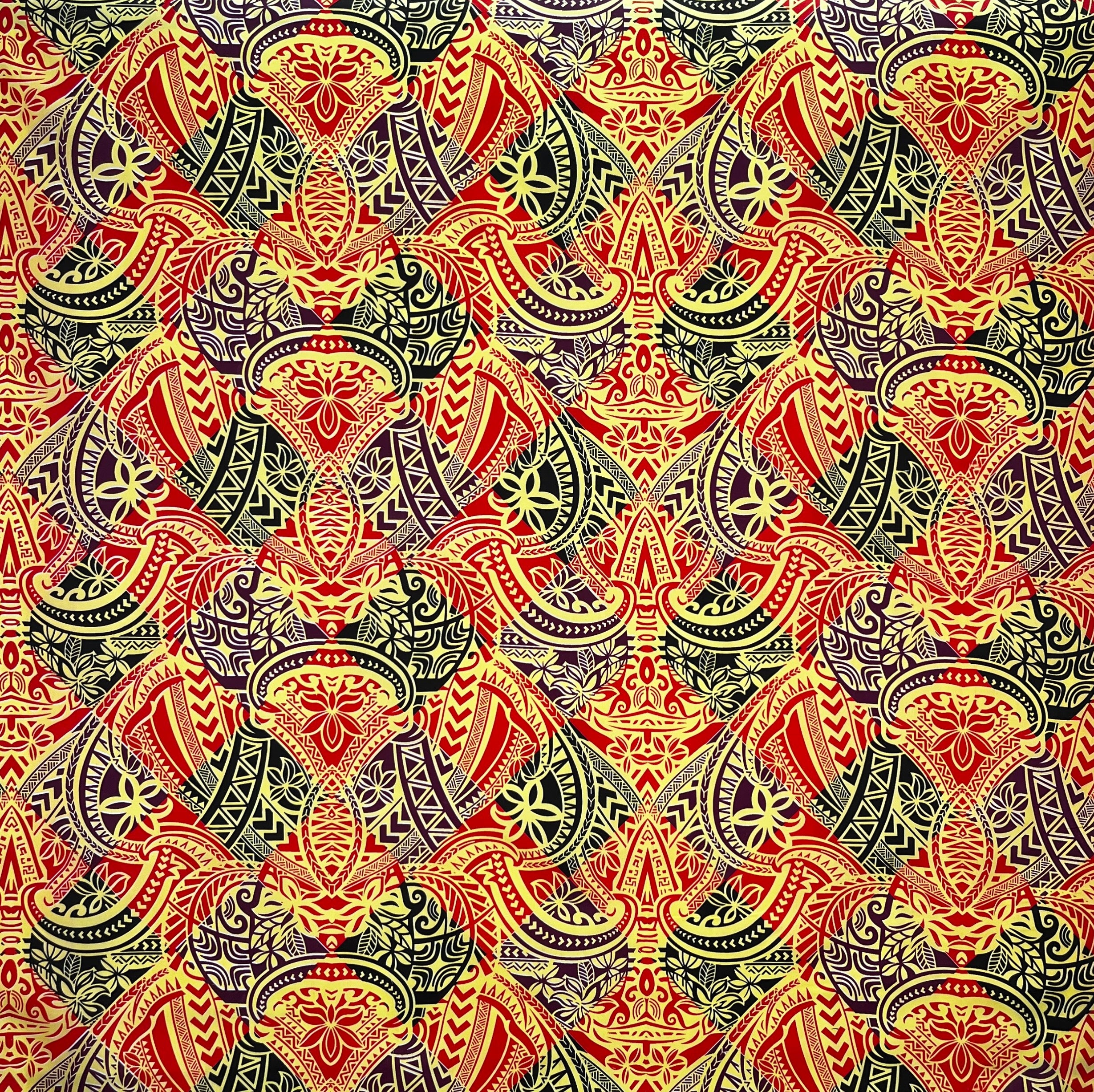 Traditional Polynesian Tattoo All Over design Peachskin Fabric | Islands Fabric