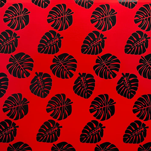 All Over Monstera Leaf Design Polyester Foil Fabric | Islands Fabric