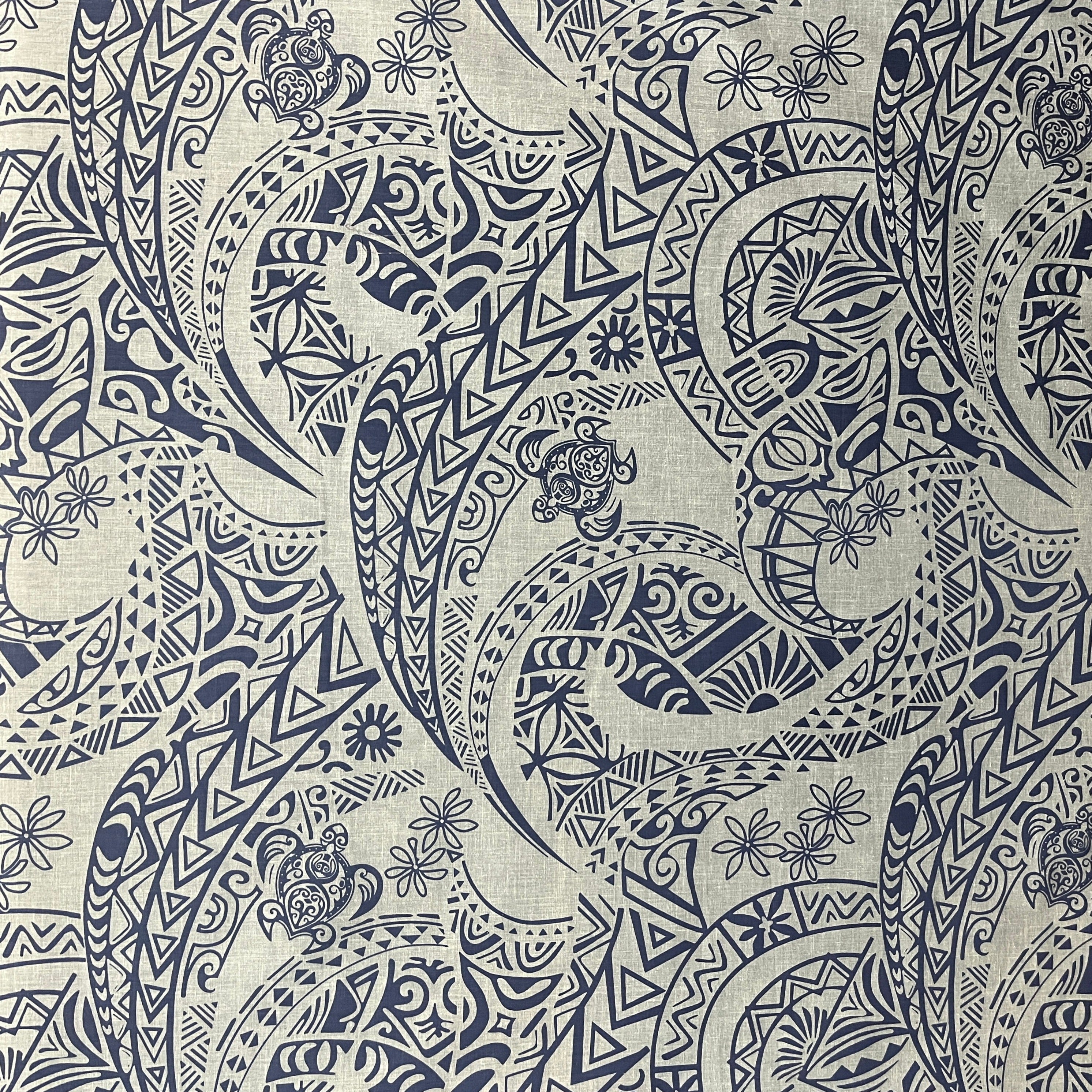 Tribal Tattoo w/Turtles Fabric | Chambray (Denim Look)