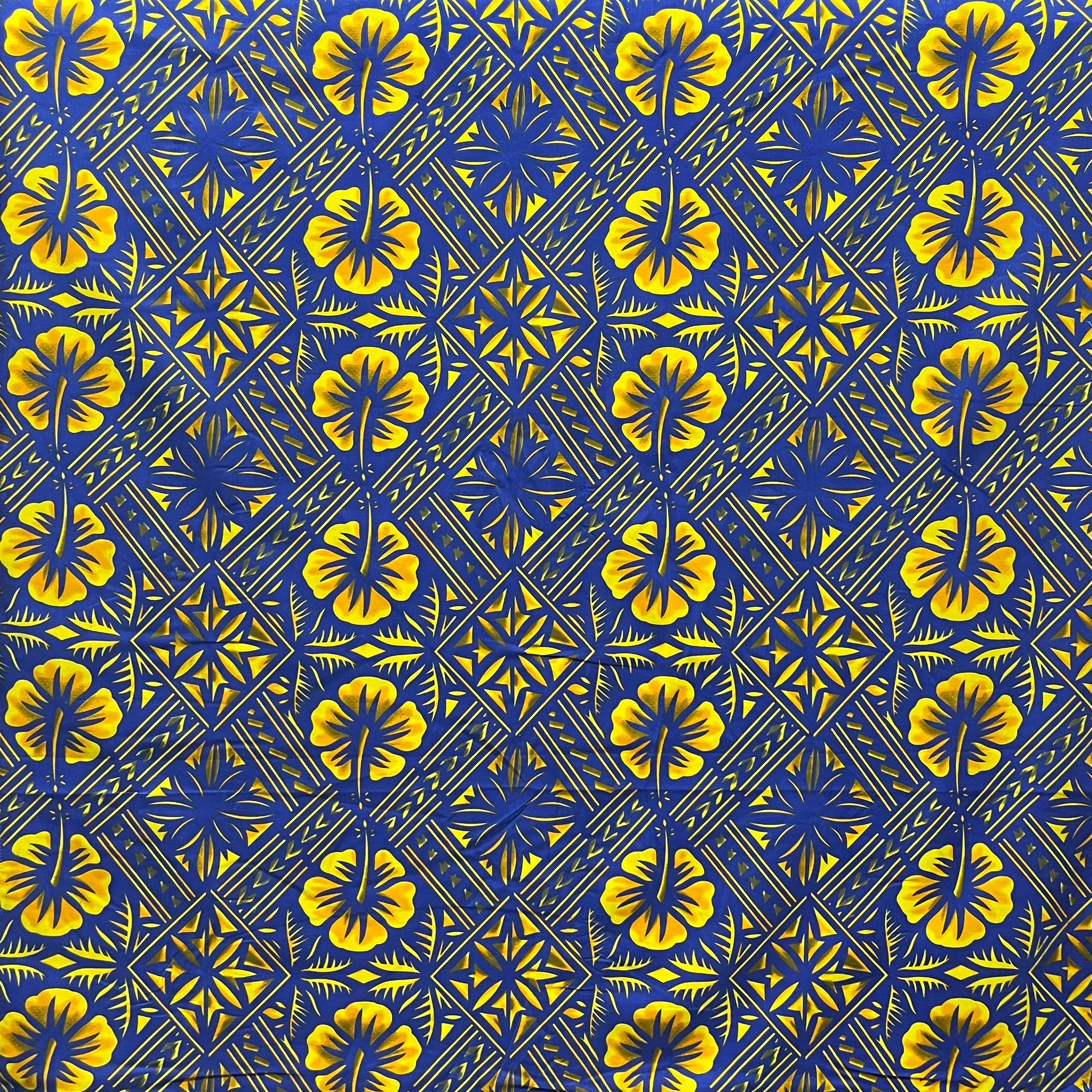 Traditional Tapa Hibiscus Cotton Fabric | Islands Fabric