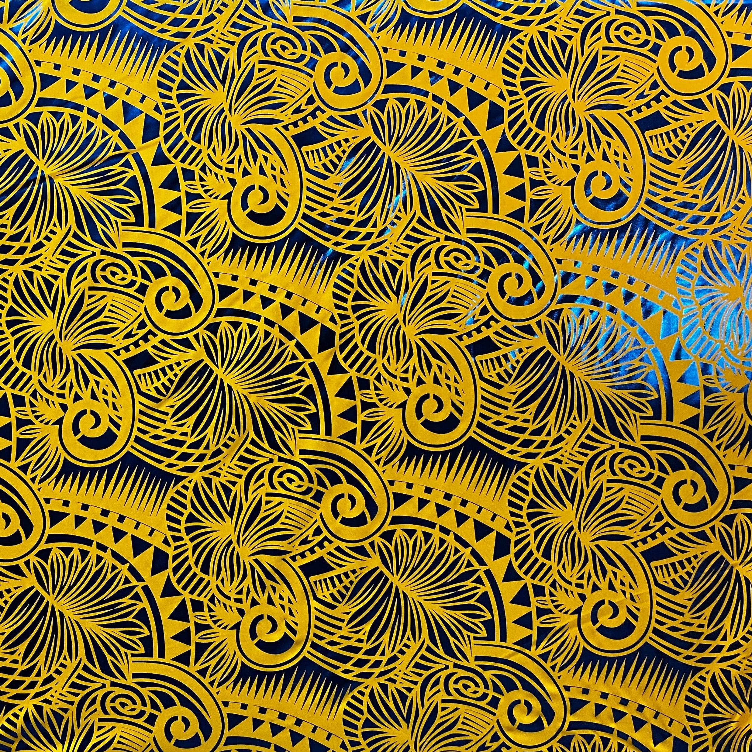 Palm Leaves Traditional Tattoo Polyester Foil | Islands Fabric