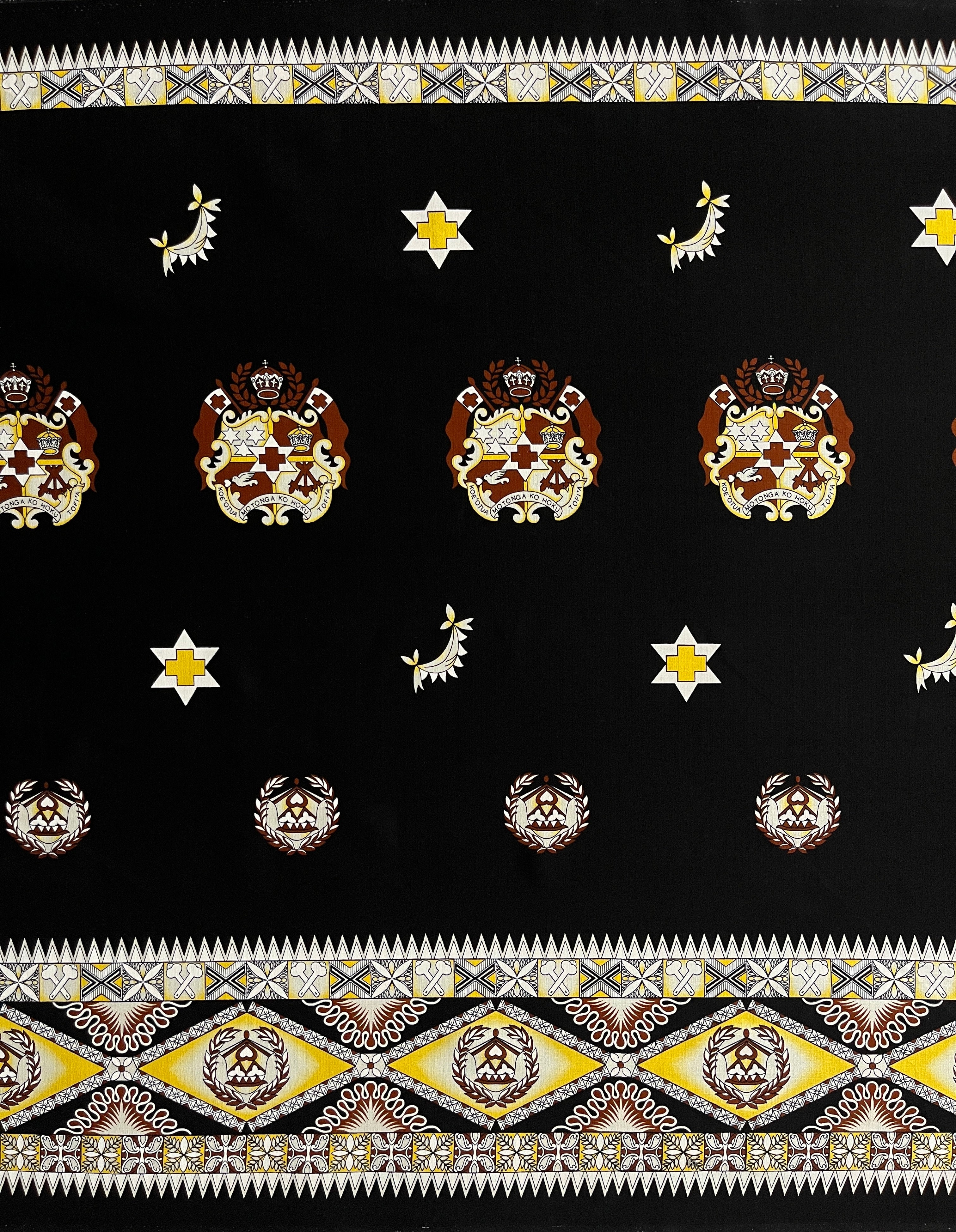 Tonga Seal Double Border Light Barkcloth | Islands Fabric