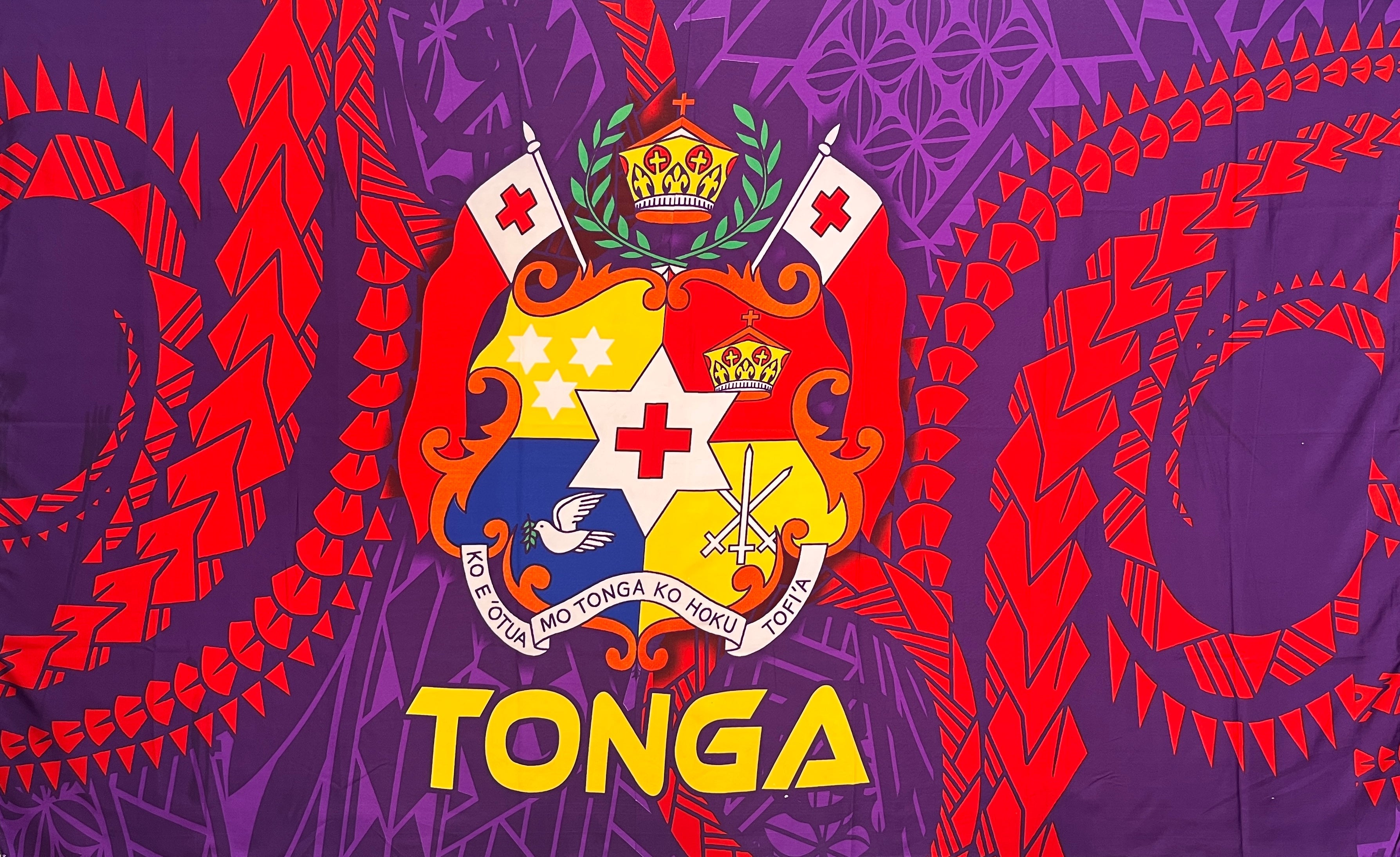 Traditional Tattoo Kingdom of Tonga Seal Polyester Sarong | Islands Fabric
