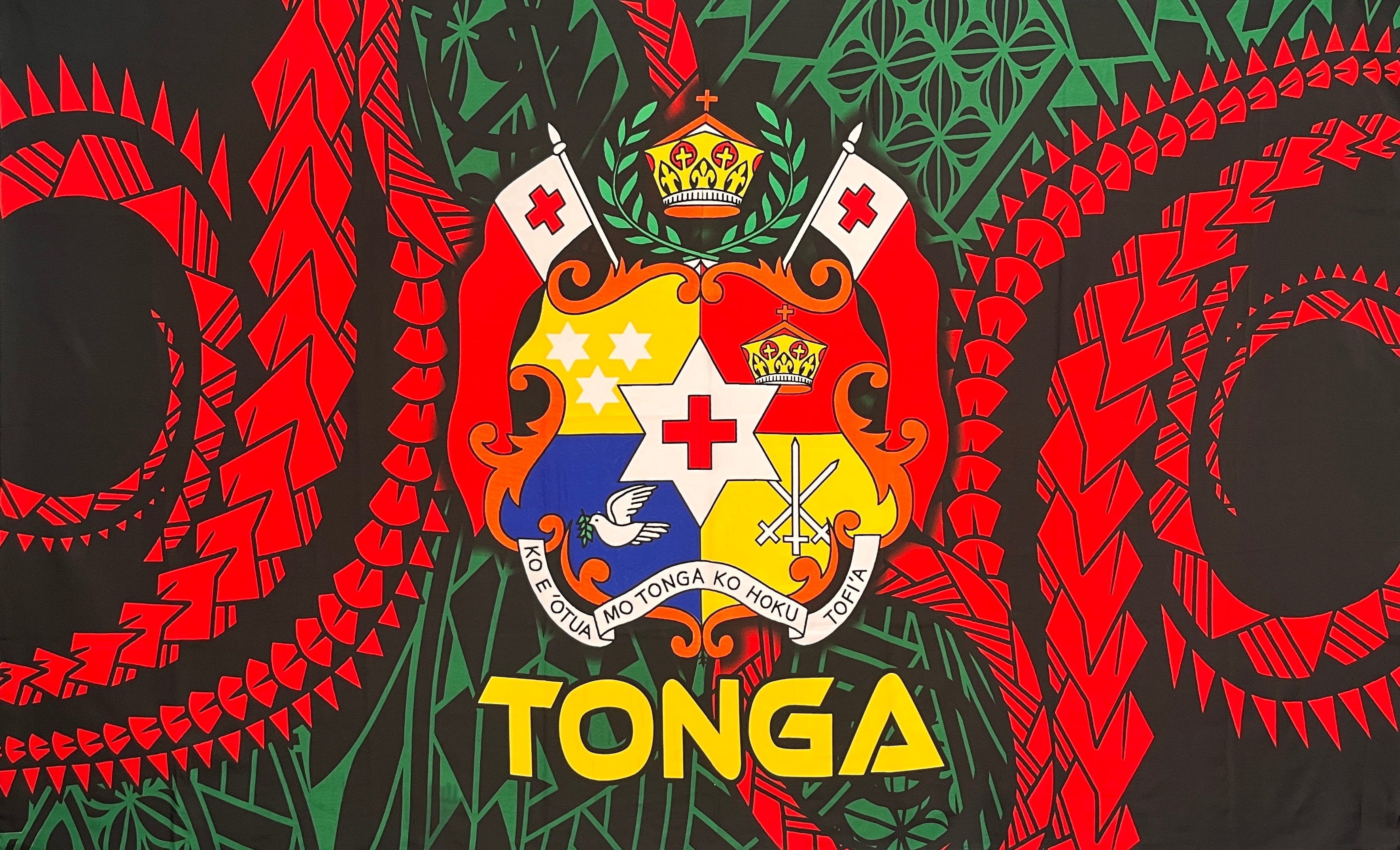 Traditional Tattoo Kingdom of Tonga Seal Polyester Sarong | Islands Fabric