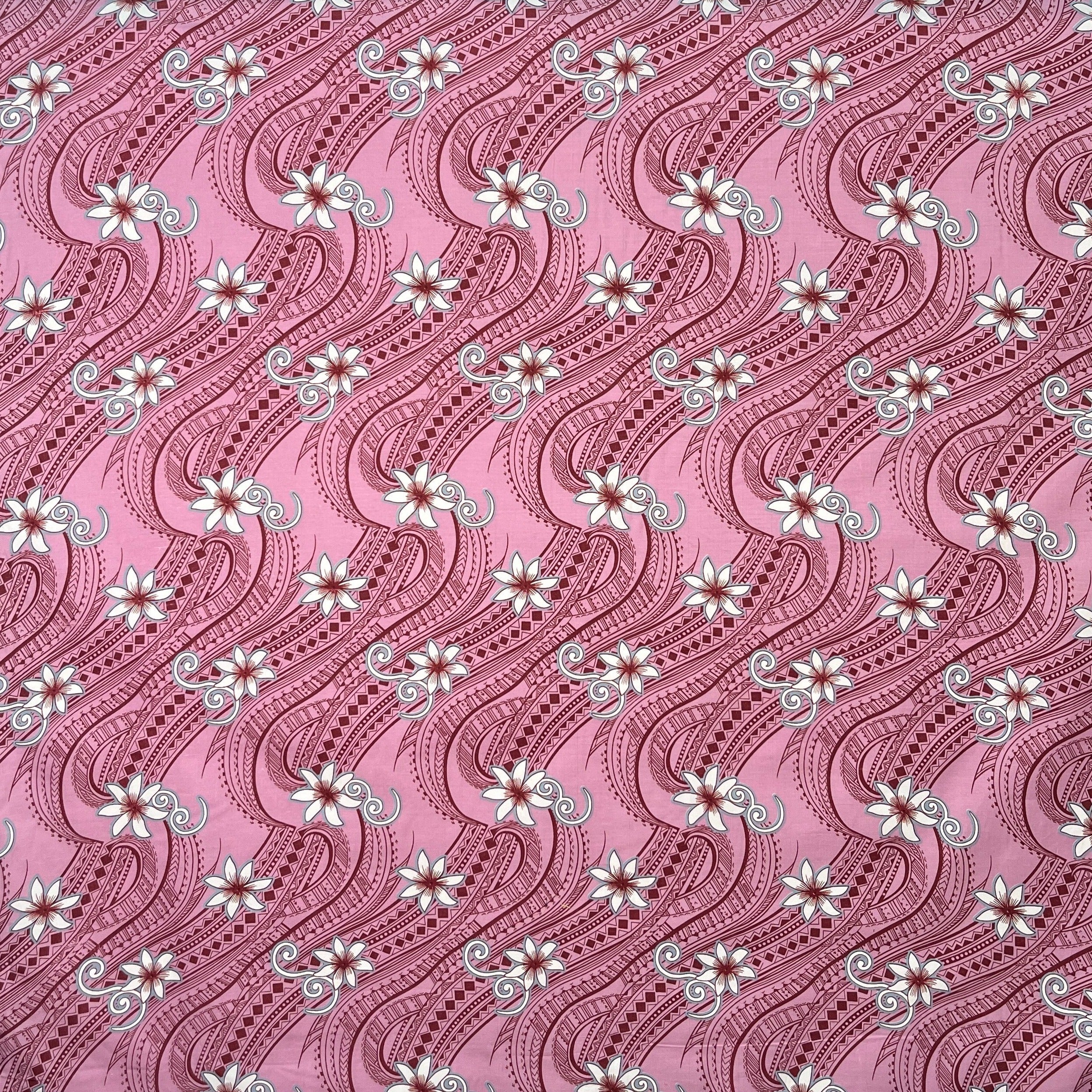 Tiare Waves Traditional Tattoo Polyester Fabric | Islands Fabric