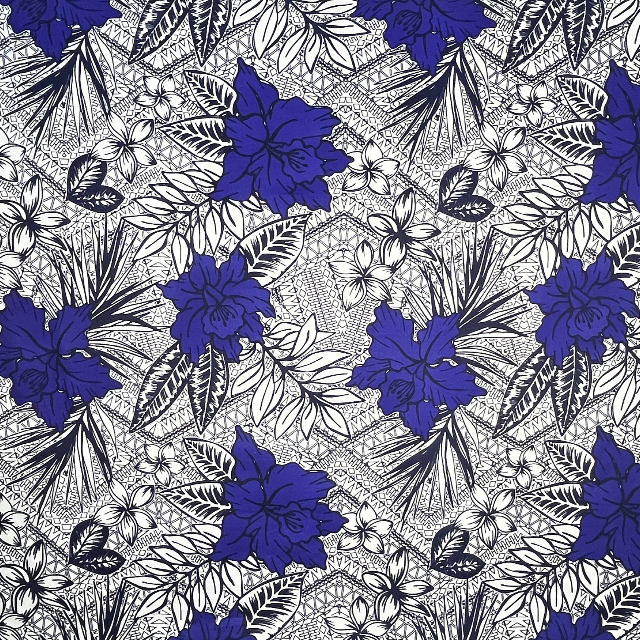 All Over Tropical Flowers & Leaves Polyester Fabric | Islands Fabric