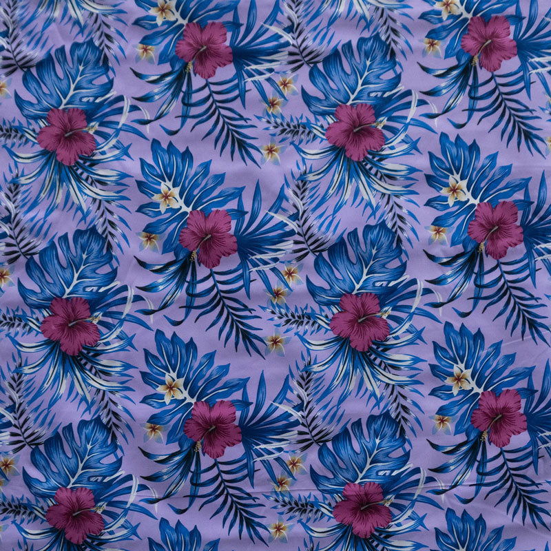 Hibiscus Monstera Palm leaves Polyester Fabric | Islands Fabric