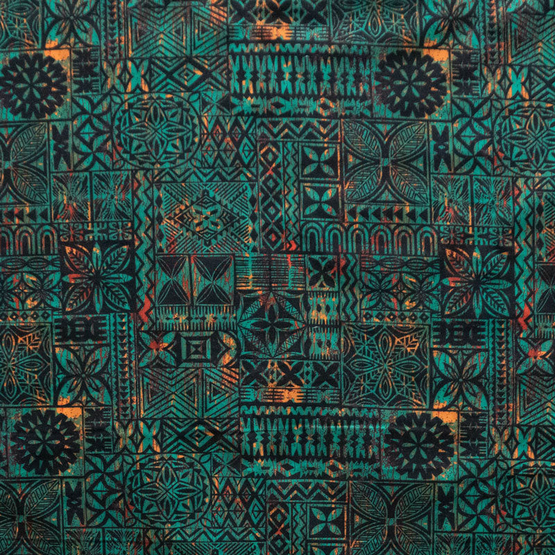 Traditional Polynesian Tapa design Polyester Fabric | Islands Fabric