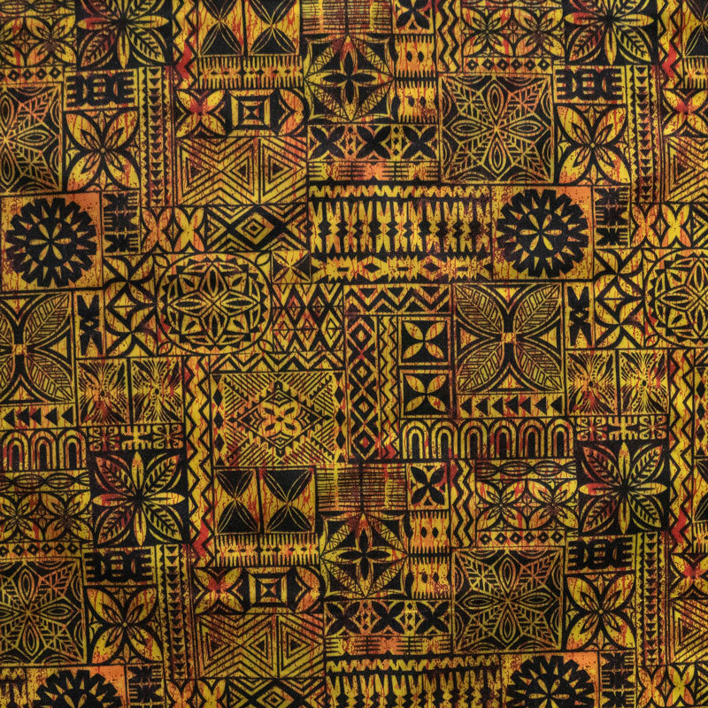 Traditional Polynesian Tapa design Polyester Fabric | Islands Fabric