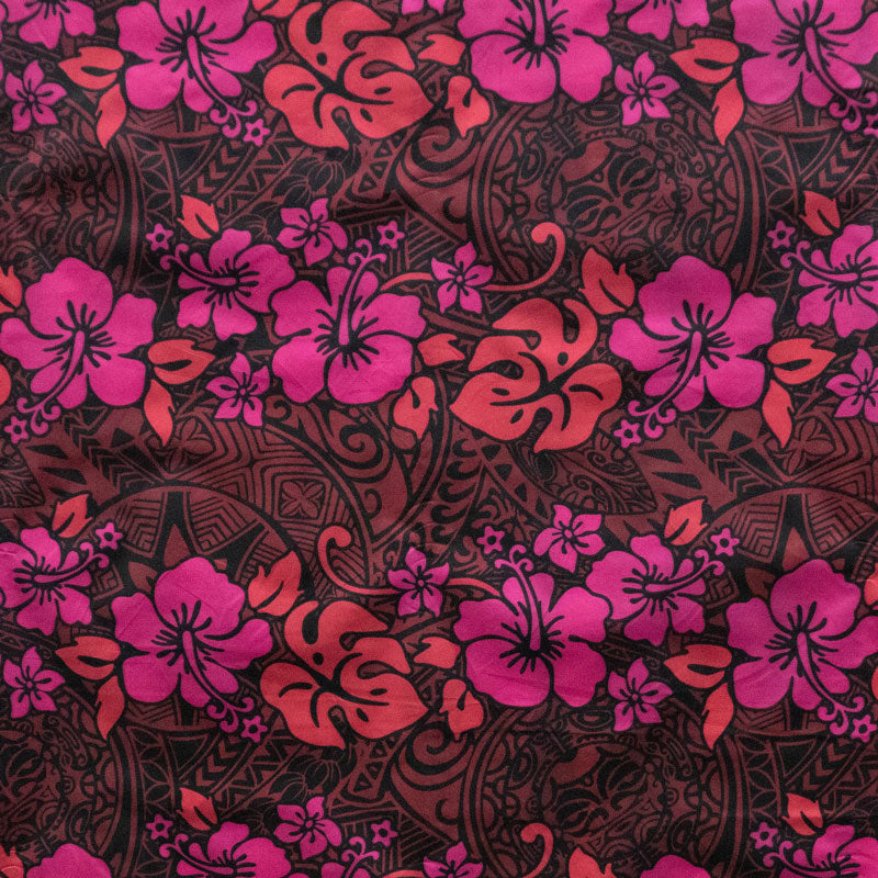 Hibiscus/Plumeria/Monstera Leaf Polyester Fabric | Islands Fabric