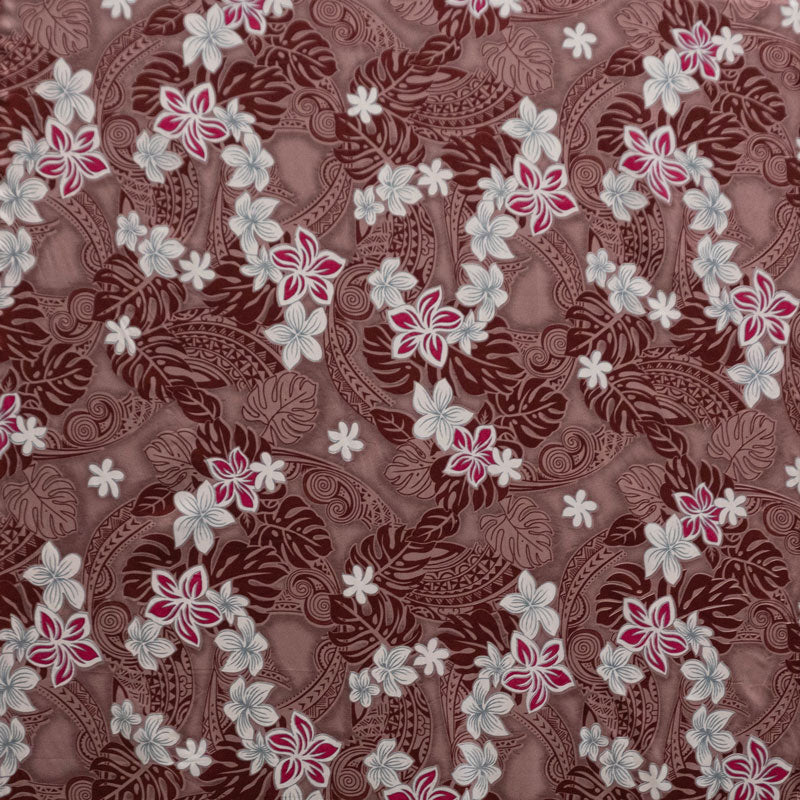 Traditional Polynesian Tattoo Plumeria Tiare Design Peachskin Fabric | Islands Fabric