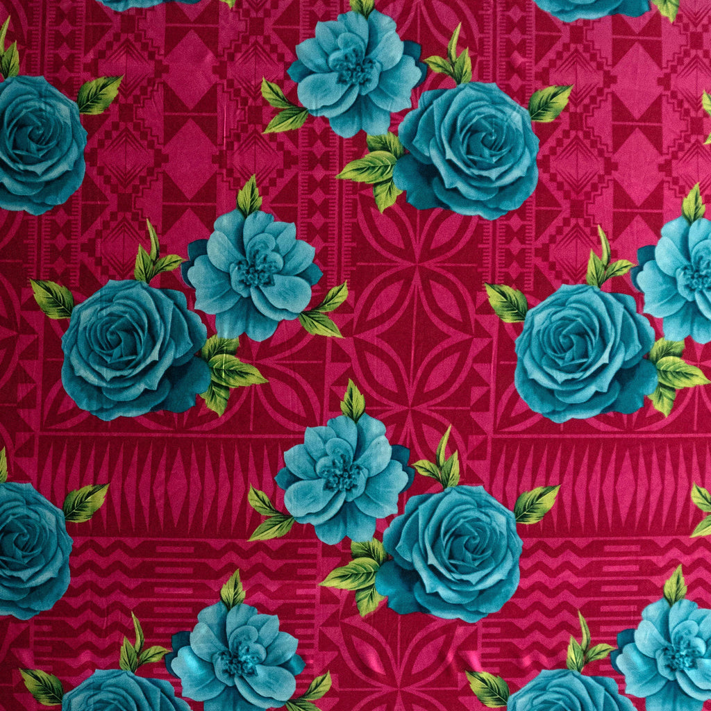 Polynesian Rose Geometric design Fabric | Peachskin